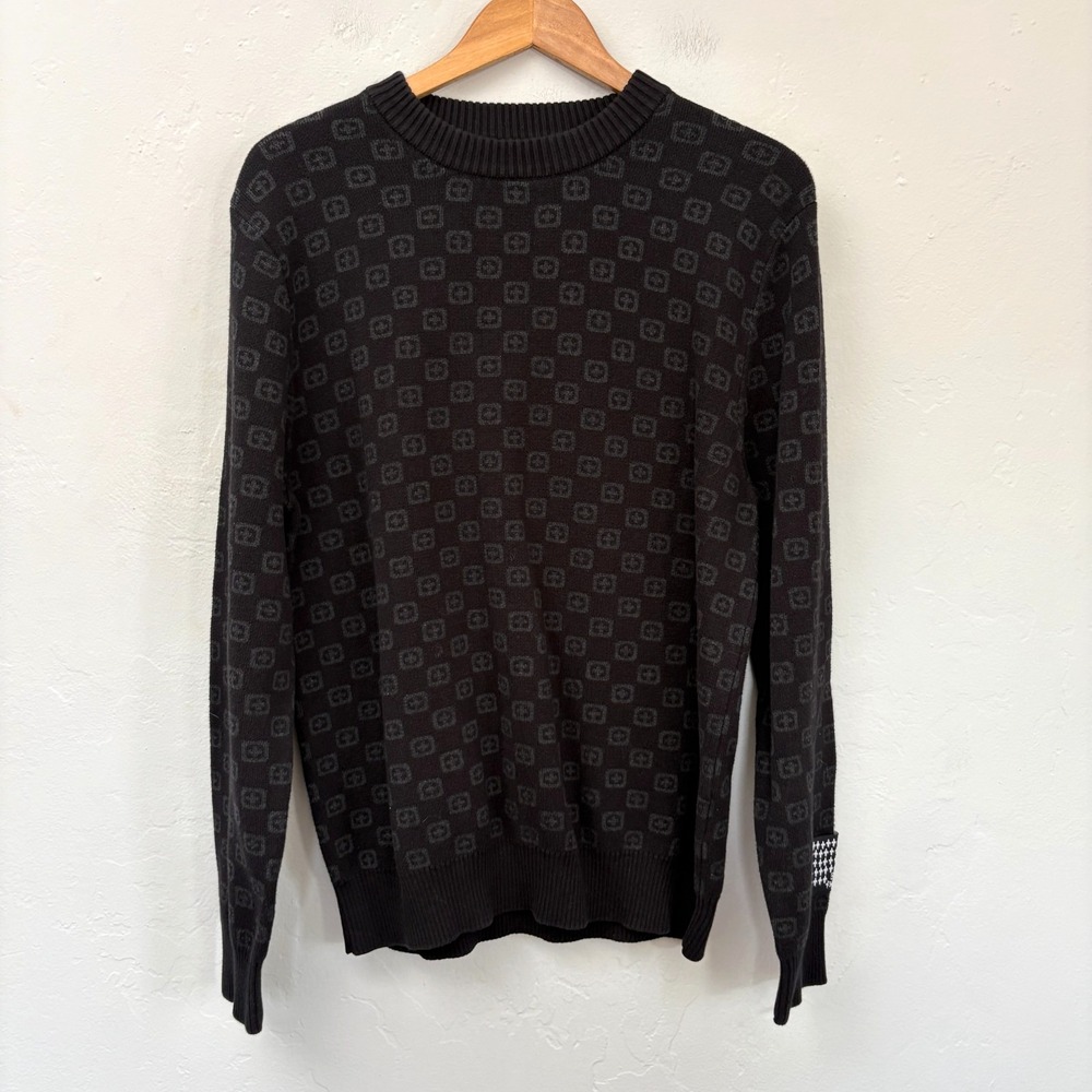 Ksubi Box Knit Sweater Men Size Medium Black Pullover Long Sleeve